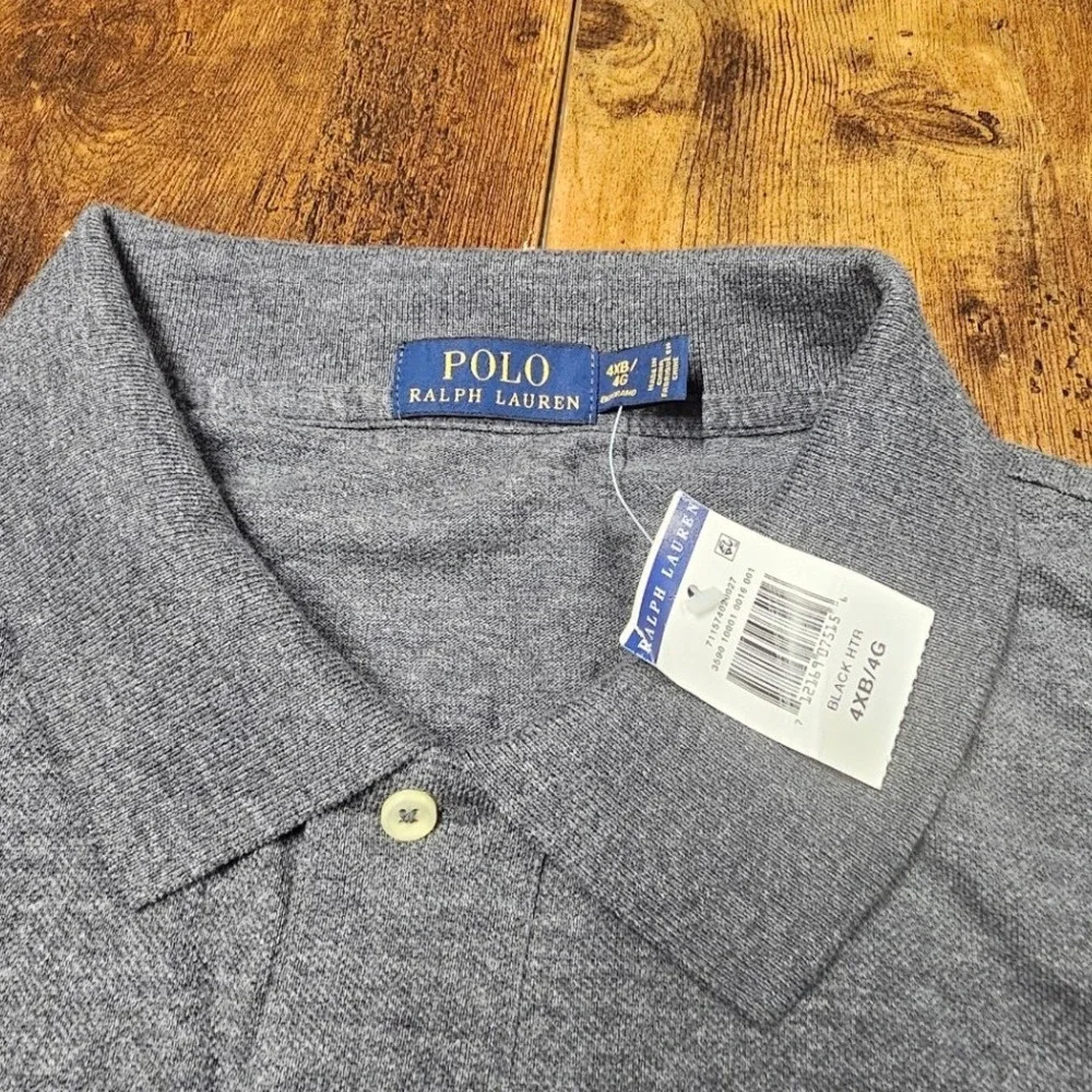 Polo Ralph Lauren Mens Gray Short Sleeve Pique Polo Shirt Big & Tall 4XB